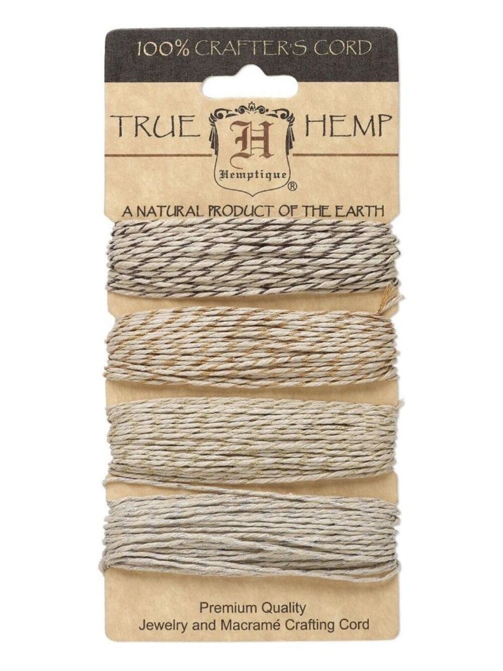 120' Brown Orange Gold Silver Metallic Natural Hemp String Cord Variety Pack
